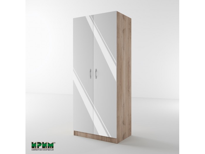 Двукрилен гардероб Сити 1001 (бяло гланц/сонома арвен)